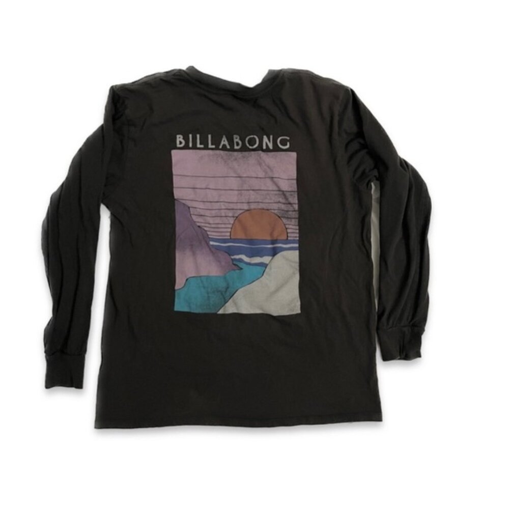 billabong | womens black graphic long sleeve surf skate hike outdoor top | sz xl - Picture 3 of 5
